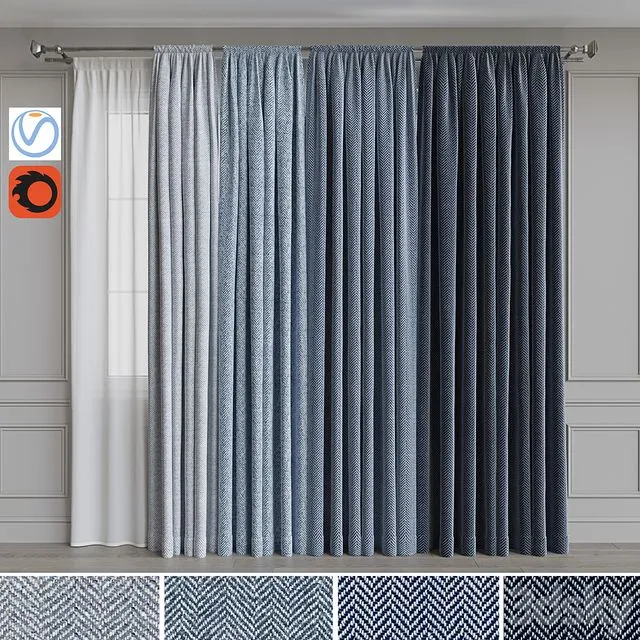 Set of curtains on the eaves 22. Blue gamma 3D Model Set of curtains on the eaves 22. Blue gamma 3D Model