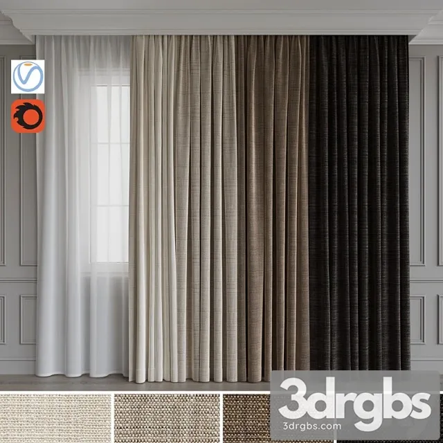 Set of curtains velvet 28 3D Model Download
