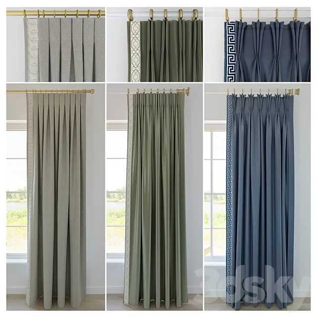 Set of curtains with decorative trim 3DModel Set of curtains with decorative trim 3DModel