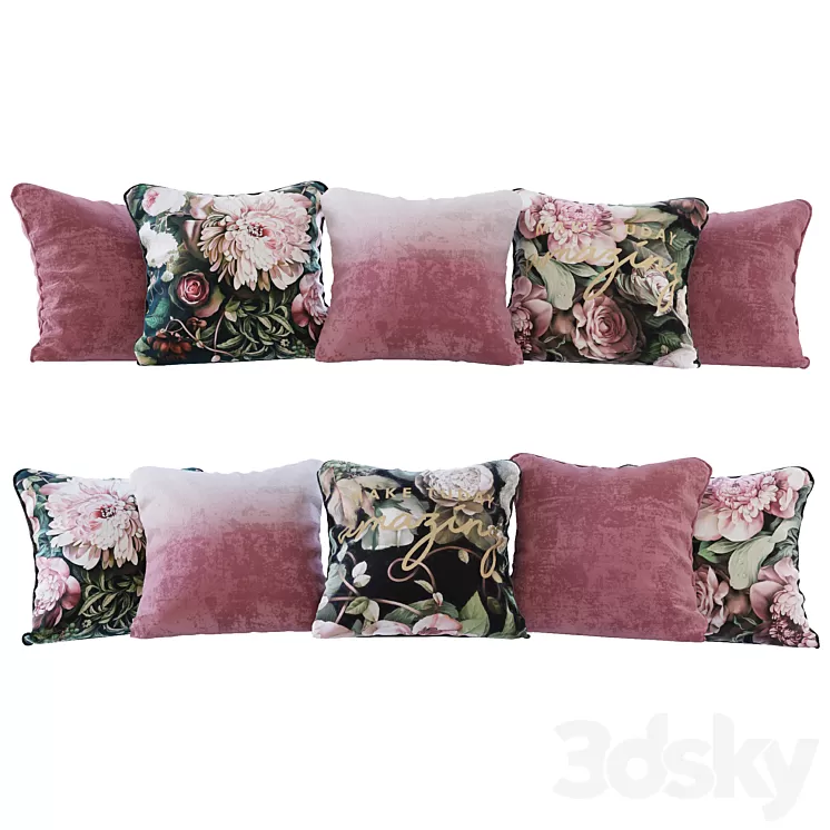 Set of cushions cherry gradient and flowers 02 (Pillows cherry gradient and flowers 02 YOU) 3D Model Set of cushions cherry gradient and flowers 02 (Pillows cherry gradient and flowers 02 YOU) 3D Model