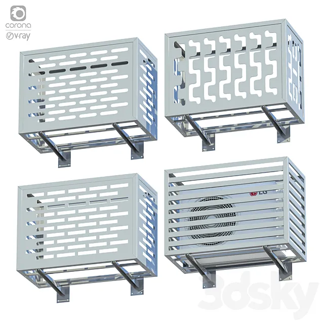 Set of decorative boxes for air conditioner + LG air conditioner 3DModel