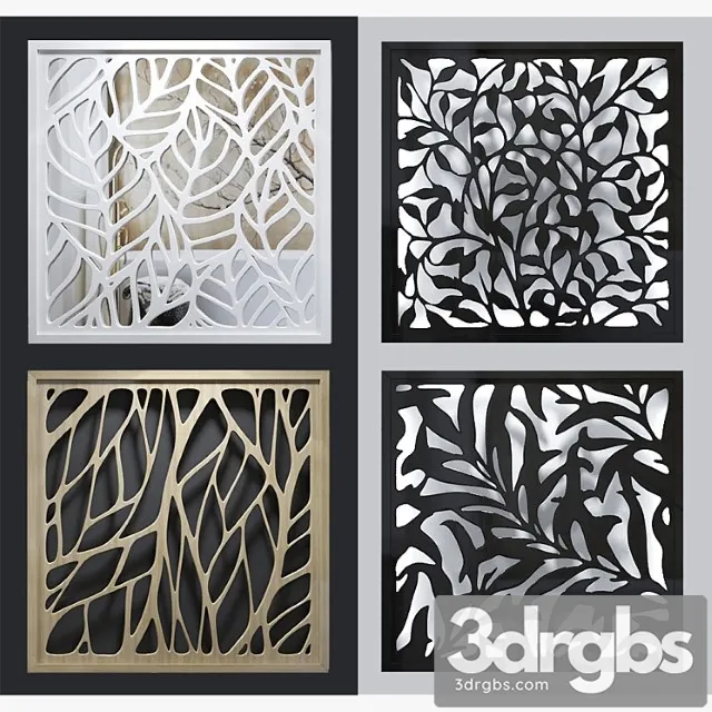Set of decorative panels 01 (4pcs 3c.) 3D Model Download