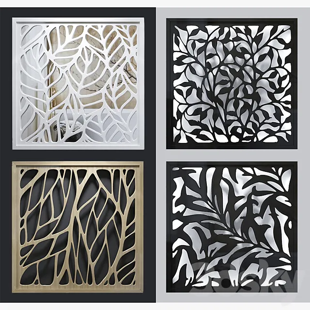 Set of decorative panels_01 (4pcs 3c.) 3D Model Set of decorative panels_01 (4pcs 3c.) 3D Model