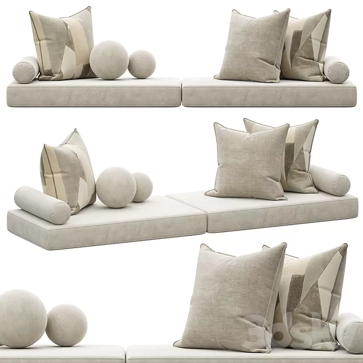 Set of decorative pillows 005 3D Model Free Download
