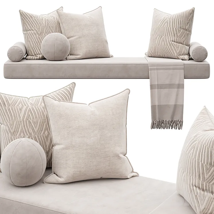 Set of decorative pillows 006 3D Model Free Download