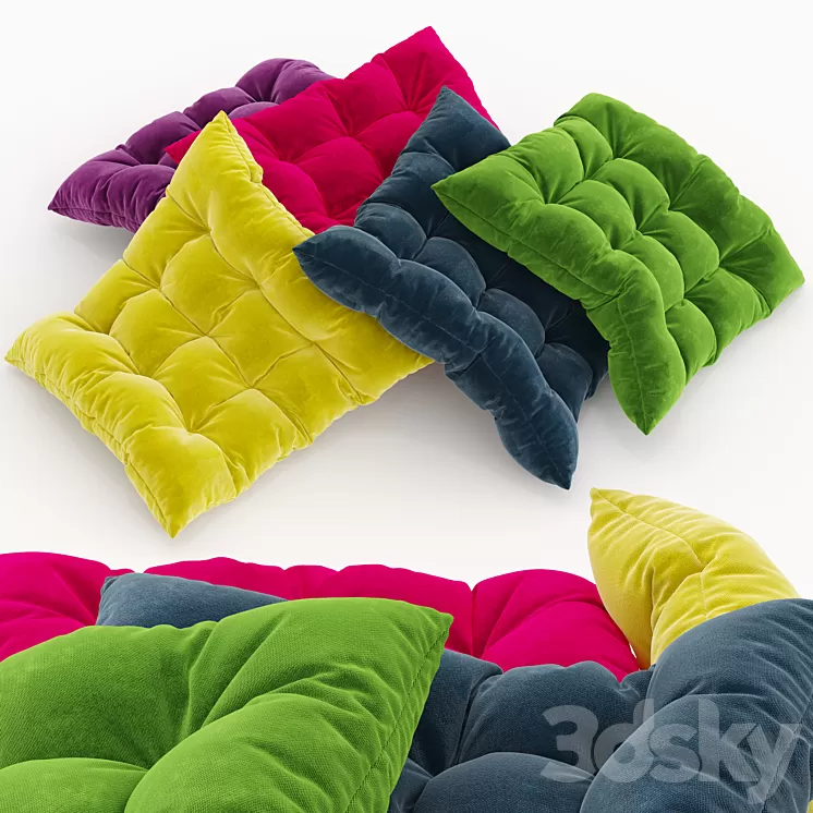Set of Decorative Pillows 3D Model Set of Decorative Pillows 3D Model