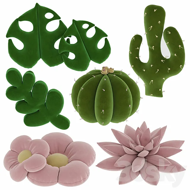 Set of decorative pillows for a children’s room 3D Model