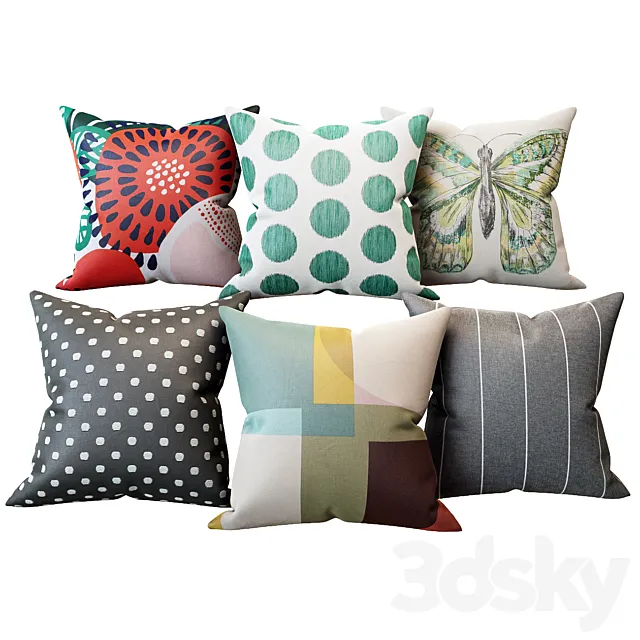 Set of decorative pillows IKEA 3D Model Set of decorative pillows IKEA 3D Model