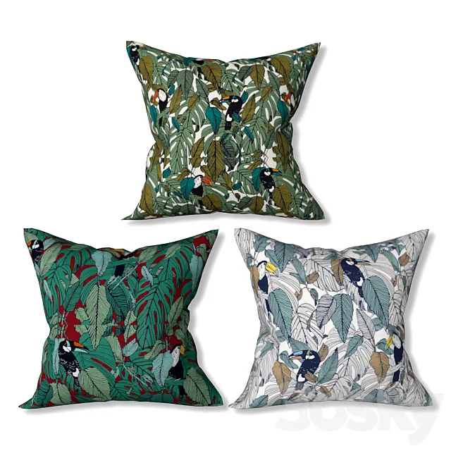 Set of decorative pillows (Set 011). 3D Model Set of decorative pillows (Set 011). 3D Model