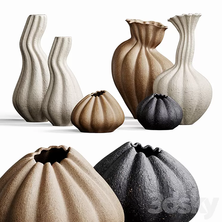 Set of decorative vases MALENE KNUDSEN 3D Model Free Download