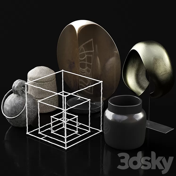 Set of decors and sculpures 3D Model