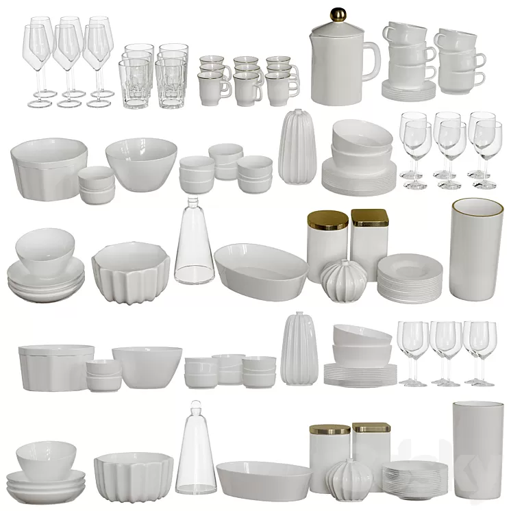 Set of dishes 3D Model