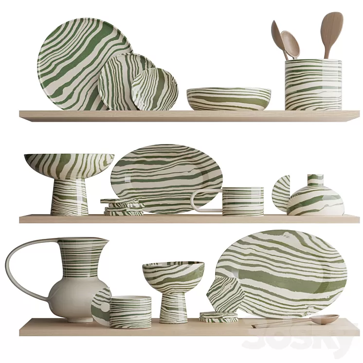 Set of dishes 3D Model Free Download - 3DSKY Decor Helper