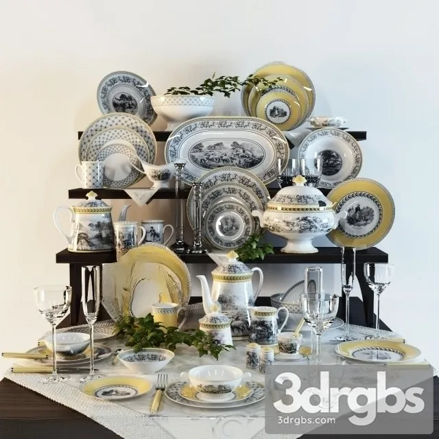 Set Of Dishes 3D Model Download Set Of Dishes 3D Model Download