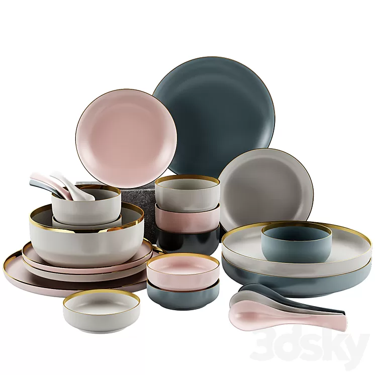 set of dishes 3D Model