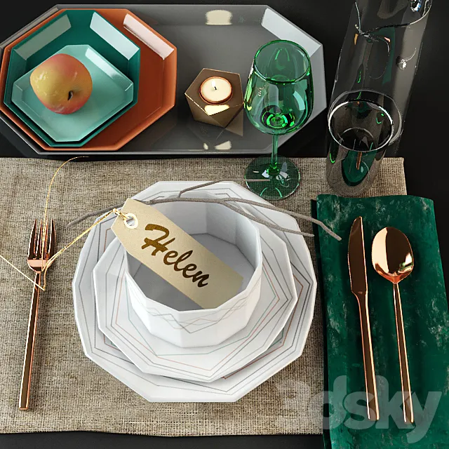 set of dishes 3DModel set of dishes 3DModel