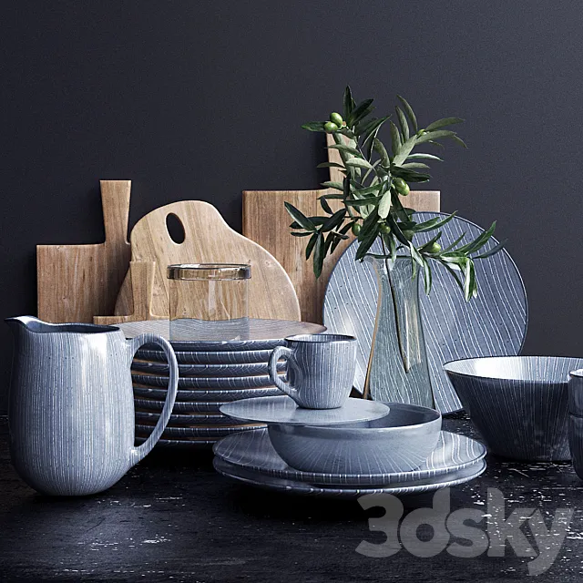 Set of dishes Вroste copenhagen Nordic Sand 3D Model