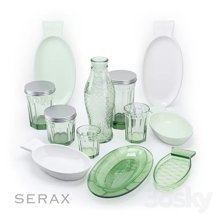 Set of dishes Fish & Fish 3D Model