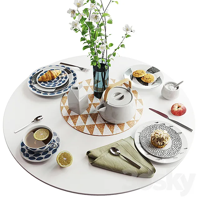 Set of dishes in Scandinavian style 3DModel