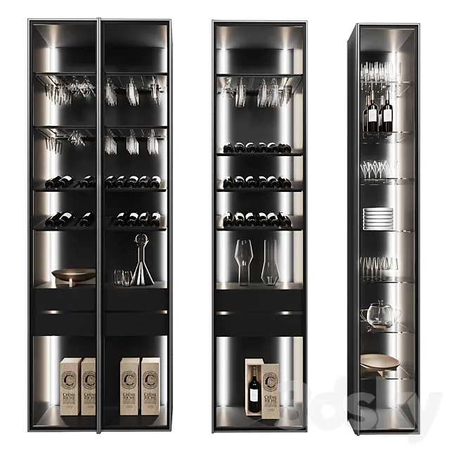Set of display cases of different widths_1 3D Model Set of display cases of different widths_1 3D Model