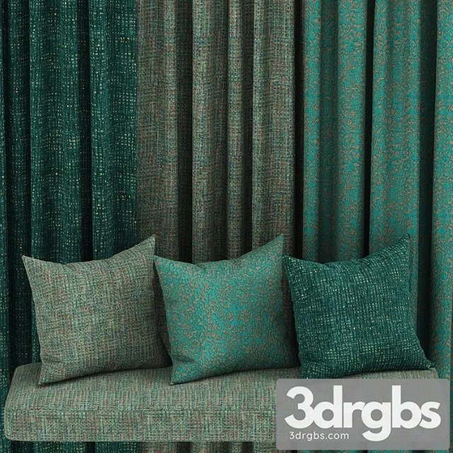 Set of fabric materials in green tones3 3D Model Download