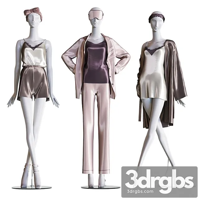 Set of Female Home Clothes On Mannequins 3D Model Download