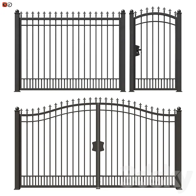 Set of forged railing 02 3D Model Set of forged railing 02 3D Model