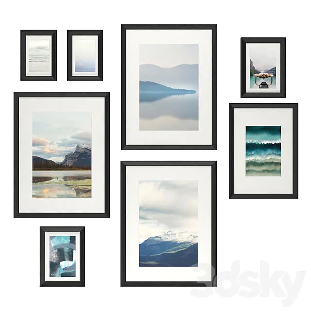 Set of frames IKEA KNOPPENG with posters 3D Model Set of frames IKEA KNOPPENG with posters 3D Model
