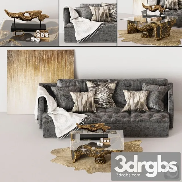 Set of furniture and decor 2 3D Model Download