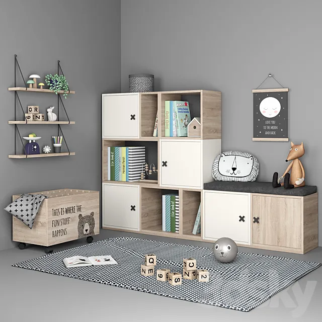 Set of furniture and decor for a children’s room 6 3DModel