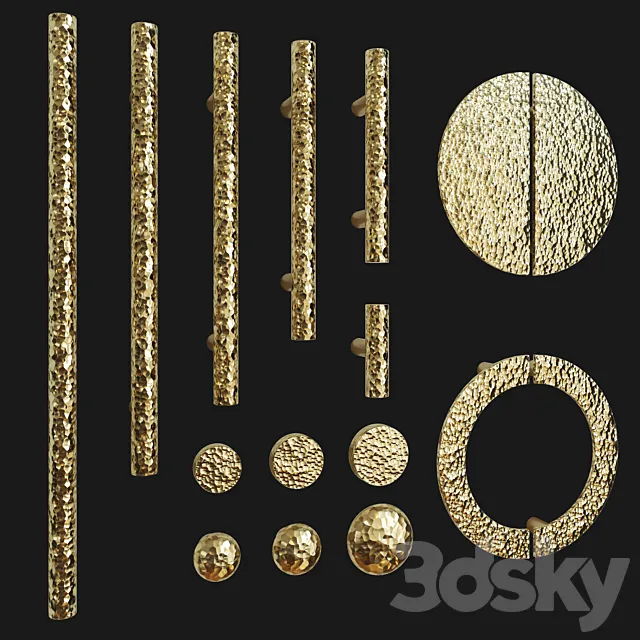 Set of furniture handles 3D Model Set of furniture handles 3D Model