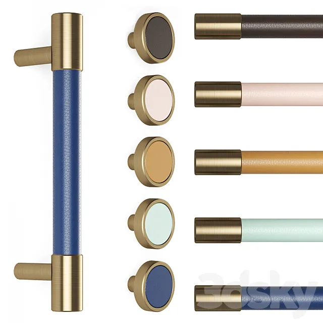 Set of furniture handles 3D Model Set of furniture handles 3D Model