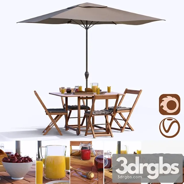 Set of garden furniture 2 3D Model Download