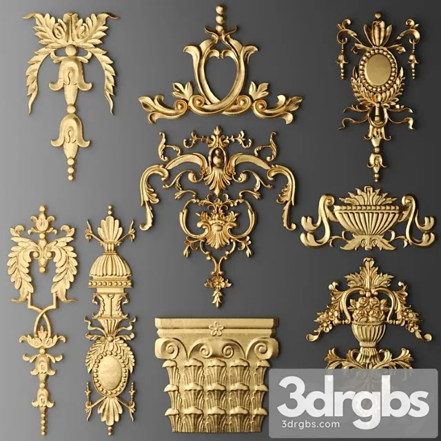 Set of Glued Decor Glued Rosette Lucky Golden Decor Carving Glue Glued Ceiling Classic 1 3D Model Download Set of Glued Decor Glued Rosette Lucky Golden Decor Carving Glue Glued Ceiling Classic 1 3D Model Download