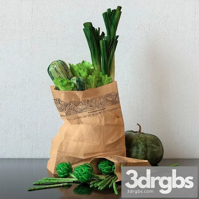 Set Of Green Vegetables 3D Model Download