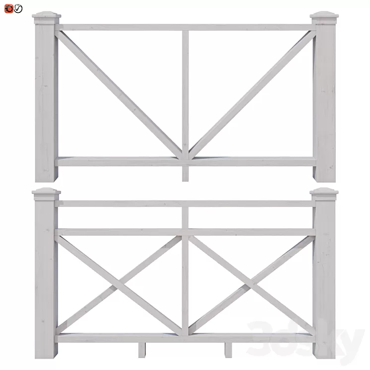Set of handrails and terrace railing 6 3D Model