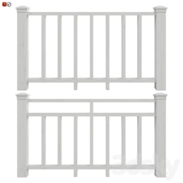 Set of handrails and terrace railing 8 3D Model Set of handrails and terrace railing 8 3D Model