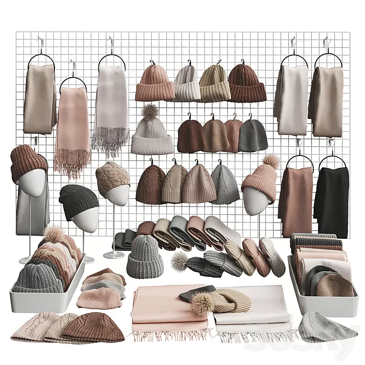 Set of hats and accessories 01 3D Model Free Download