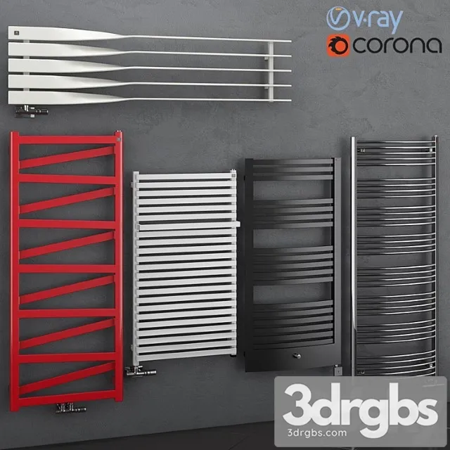 Set of Heated Towel Rails Terma Set 68 3D Model Download