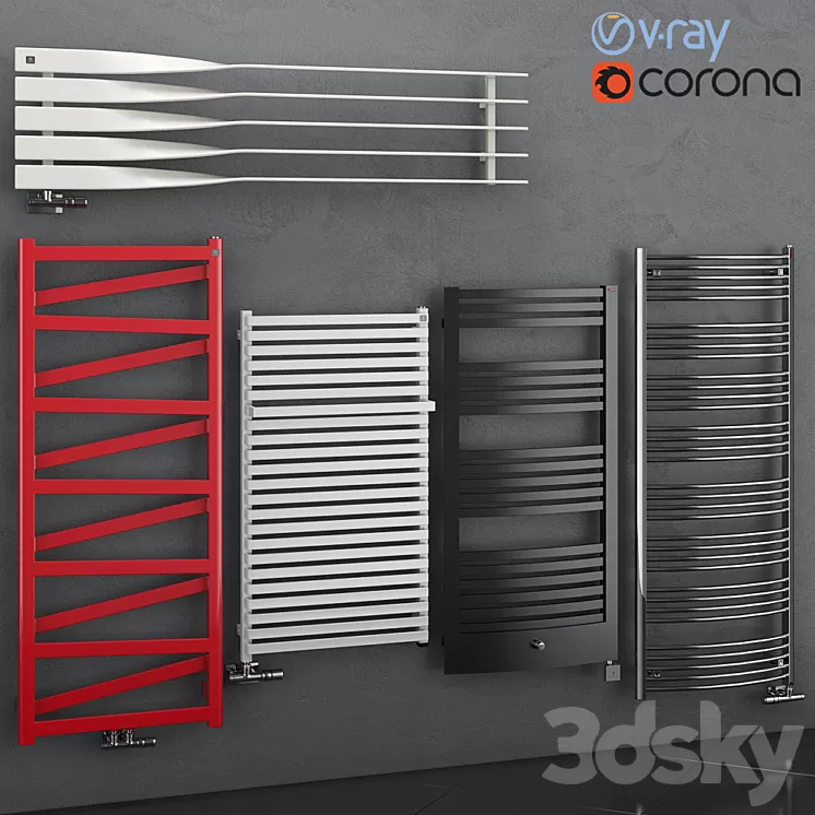 Set of heated towel rails Terma set 68 3D Model Set of heated towel rails Terma set 68 3D Model