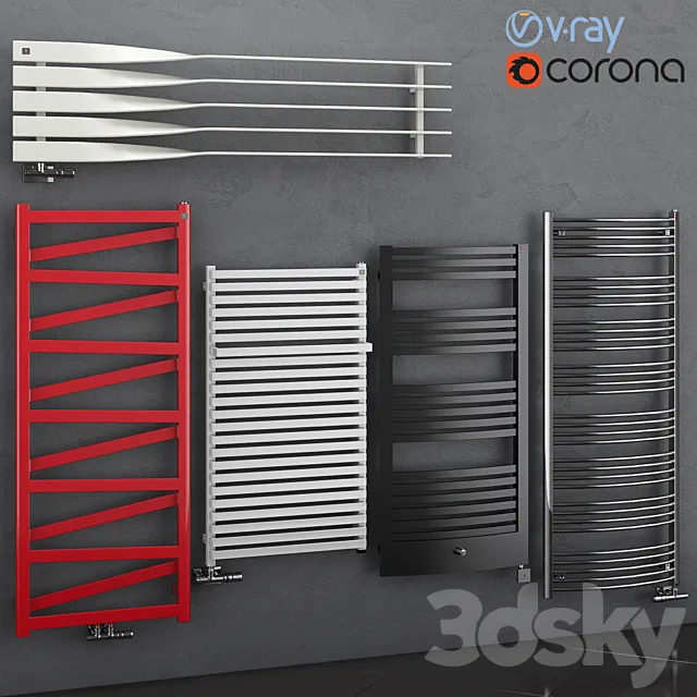 Set of heated towel rails Terma set 68 3D Model Set of heated towel rails Terma set 68 3D Model