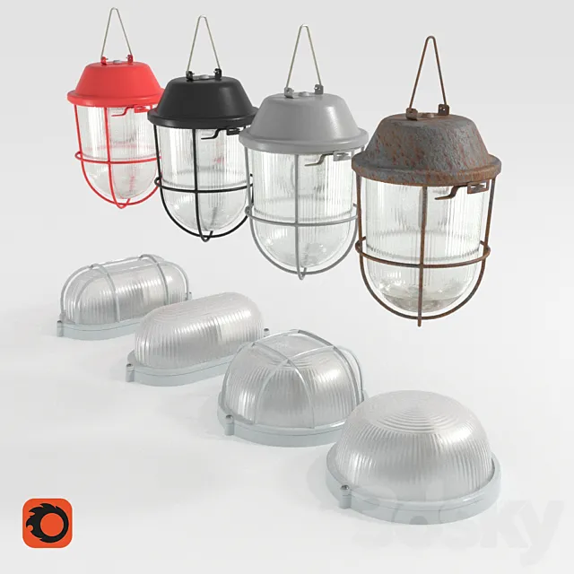 Set of housing and communal services lamps 3D Model