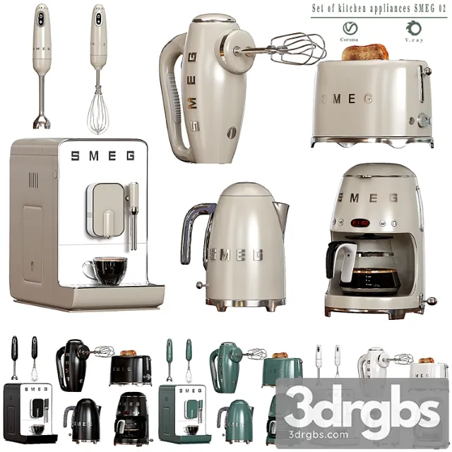 Set of kitchen appliances smeg 02 2 3D Model Download