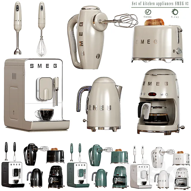 Set of kitchen appliances SMEG 02 3DModel Set of kitchen appliances SMEG 02 3DModel