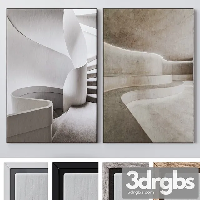 Set of large wall paintings 1848 3D Model Download