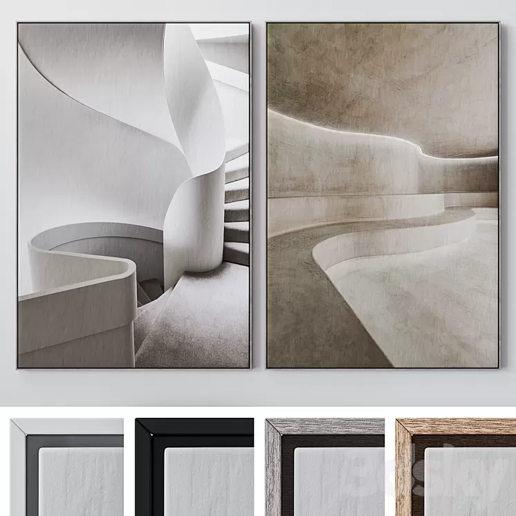 Set of large wall paintings 1848 3D Model Free Download