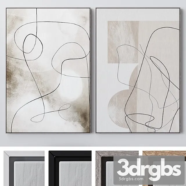 Set Of Large Wall Paintings 2074 3D Model Download