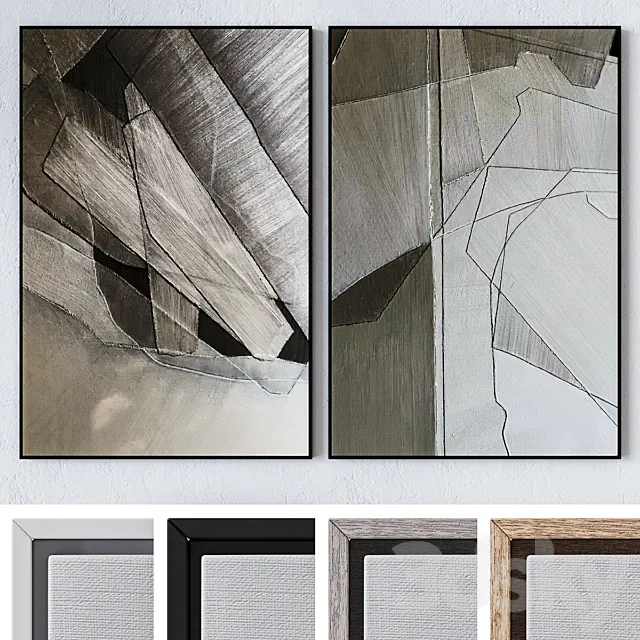 Set of large wall paintings 2082 3D Model