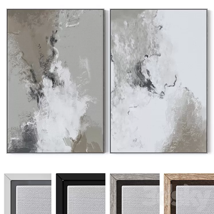 Set of large wall paintings 2392 3D Model Free Download