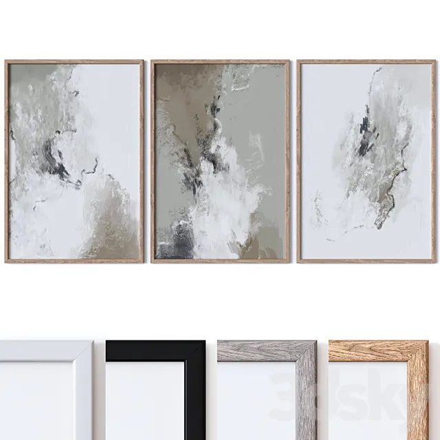 Set of large wall paintings 2439 3D Model